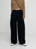 Hidden corduroy long wide pants
