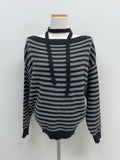 [Tie Set] Striped Boat Neck Knit