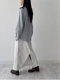Basic Stopper Denim Long Skirt