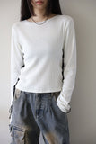 Ribbed side eyelet tee