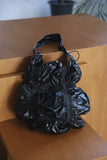 Metallic flower shoulder bag