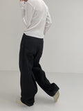 [unisex] Back pin tuck wide denim pants