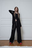 black&white stitch pants