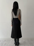 [Belt set] Bella pleated A-line long skirt