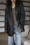 Glossy Cracked Leather Jacket