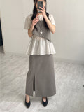 [SS] Bocashi Button Long Skirt