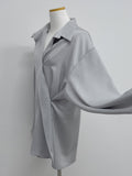 Quarter Two-Way Wrap Long Blouse