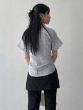 Paper Unbalanced Strap Short Sleeve Blouse