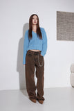wide brown washing denim