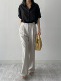 Hugo Belted One-Tuck Wide Slacks