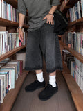 Snow Washing Three Quarter Bermuda Denim