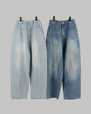 Dirty denim balloon jeans