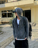 Here washing hood knit zip-up