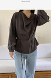 Cowl Belted Loose-Fit Blouse
