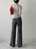 Cotton Nylon Semi-Bootcut Pants