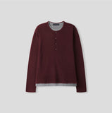 Waffle Henley Neck Long Sleeve