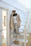 Padding reversible) hood fur jacket