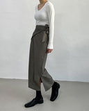 Silky Twist Wrap Long Skirt