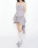 Queen's Shirring Bustier + Unbalanced Flare Skirt Set