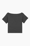 Tencel boatneck crop t-shirt