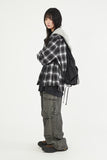 Wool sleeve snap flannel hood shirt