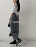 [Set-up Available] Catch Slit Banding Long Skirt