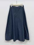 Stitched Denim Flare Long Skirt