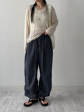 Sheer stripe parachute pants