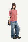 Striped cropped cutoff t-shirt