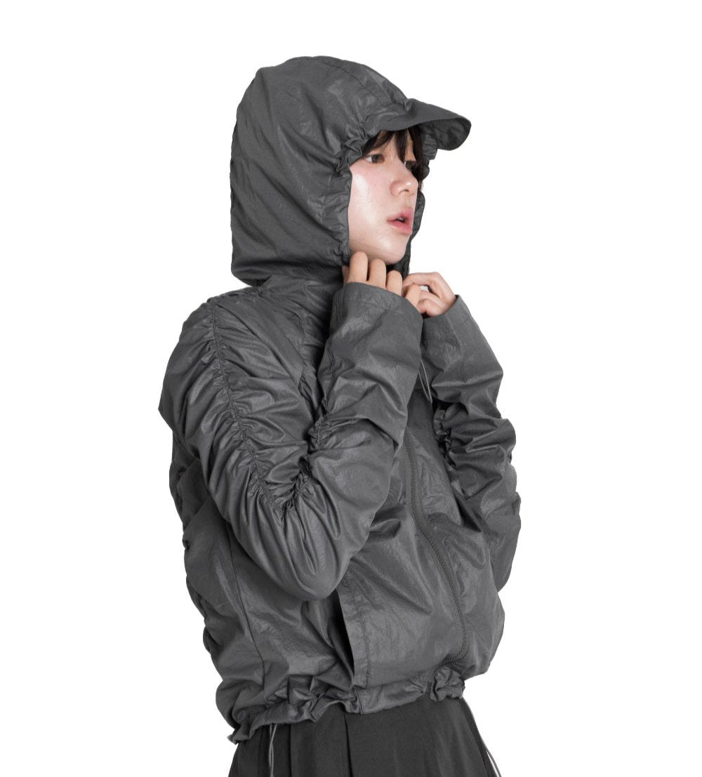 【WOOHWA】SHIRRING HIGHNECK WINDBREAKER WOOHWA (ウーファ) - シャーリングハイネックウインドブレーカー