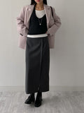 Warm Touch Wrap Slit H-Line Long Skirt