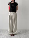 Pleated Tie-neck Short Sleeve T-shirt