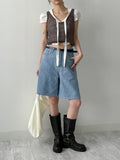 616 Wide Denim Half Pants