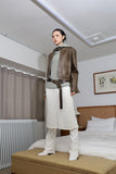 Kadi No Collar Leather Jacket