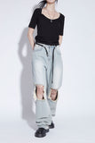 destroyed washing jeans