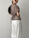 Earth Wrap See-Through Half Blouse
