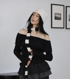 Wavy Shirred Drop Off Shoulder