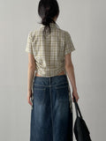 Tartan Check Shirring Short Sleeve Shirt