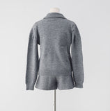 Deep collar knit + pants set