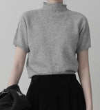 Whole Garment Half Neck Short Sleeve Knit