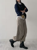 Curved Balloon Wide Denim Pants