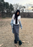 CHECK LONG SLIT WOOL SK