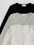 Two-button slit ribbed cardigan T-shirt