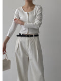 [Belt SET] One-tuck wide cotton pants