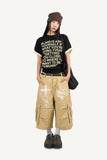 Graphic color matching roll-up T-shirt