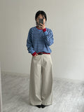 Odd High-Waisted Cotton Wide Pants