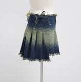 Rickett Denim Pleated Wrap Skirt