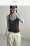 Dipping U-neck Sleeveless Top