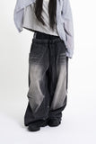 Sagging double denim banding pants