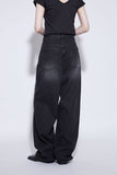 black washing wide jeans